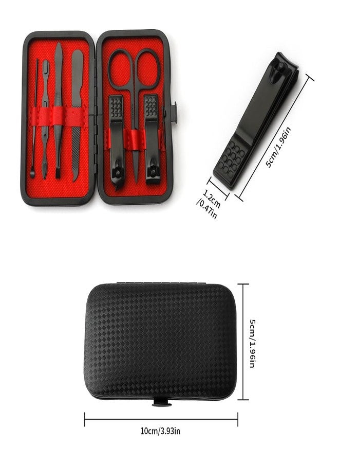 MDOZQ Manicure Set Nail Clippers Nail Tools Valentines Day Gifts Pedicure Supplies Toenail Clippers for Women Men Fingernail Toenail Clipper 8 in 1 Manicure Tools Black with Leather Travel Case - Image 2